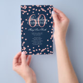 60. Geburtstag Rose Gold Glitzer Menü Navy (Handgriff)