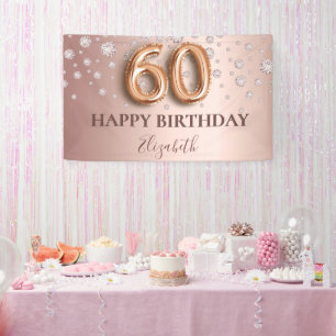 60. Geburtstag Rose gold pink Diamonds Banner