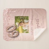 60. Geburtstag Rose Gold rosa Tropfen Foto Sherpadecke (Vorderseite (Horizontal))