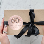 60. Geburtstag Rose Gold rosa Tropfen Runder Aufkleber