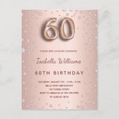 60. Geburtstag Rose Goldpuderdiamanten Postkarte (Vorderseite)