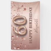 60. Geburtstag Rose goldrosa Sterne Ballonskript Banner (Vertikal)