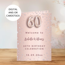 60. Geburtstag Roségold Diamanten Willkommen Menü