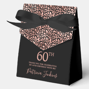60. Geburtstag Roségold Leopardenprint Danke  Geschenkschachtel