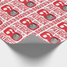60. Geburtstag rot Look 60 benutzerdefinierter Fot Geschenkpapier