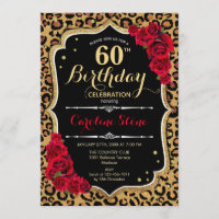 60. Geburtstag - Rote Rosen Leopard Print
