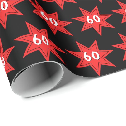 60. Geburtstag Roter Star Geschenkpapier (Rolleneckpunkt)