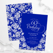 60. Geburtstag Royal Blue Silver Rose Einladung