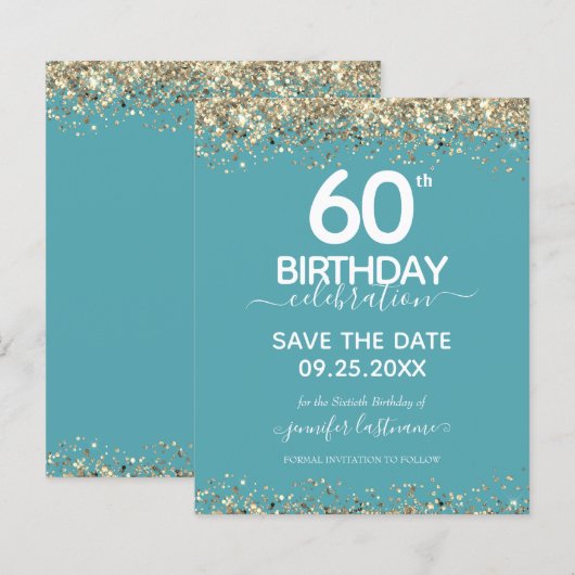 60. Geburtstag Save the Date Einladung (Vorne/Hinten)