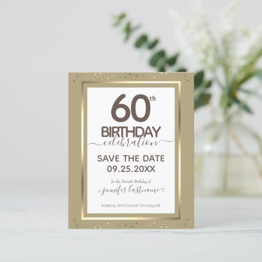 60. Geburtstag Save the Date Einladung (Stehend Vorderseite)