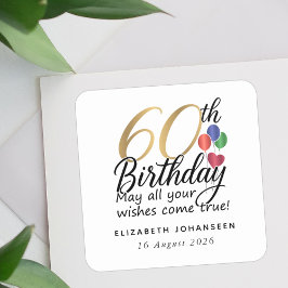 60. Geburtstag Schriftzug Gold-Typografie Meilenst Quadratischer Aufkleber