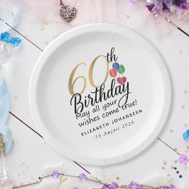 60. Geburtstag Schriftzug Gold Typografie Moderne Pappteller