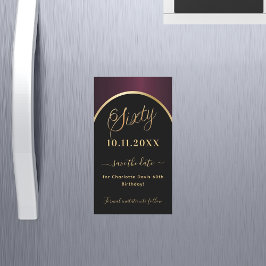 60. Geburtstag schwarz borundy Speichern Sie den D Magnetkarte