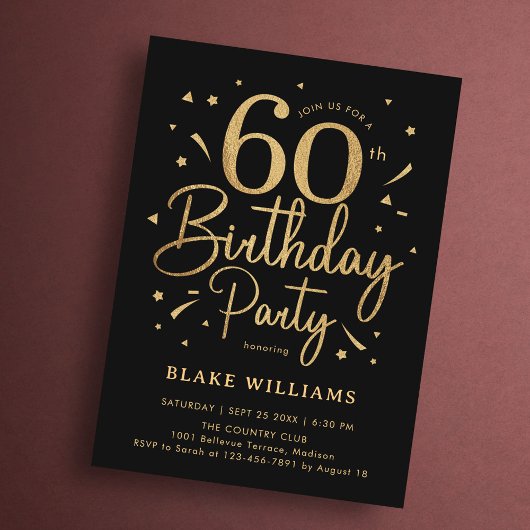60. Geburtstag Schwarz Gold Einladung