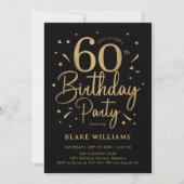 60. Geburtstag Schwarz Gold Einladung (Vorderseite)