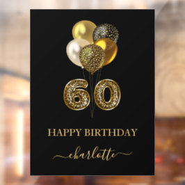 60. Geburtstag schwarz gold Leopard Name Schriftzu Fensteraufkleber