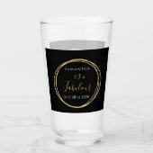 60. Geburtstag Schwarz Gold Personalisiertes Party Glas (Vorderseite)