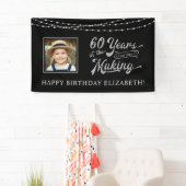 60. Geburtstag Schwarz- und Silber-Lichterketten-F Banner (Insitu)