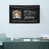 60. Geburtstag Schwarz- und Silber-Lichterketten-F Banner (Messeveranstaltung)