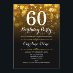 60. Geburtstag - Schwarz-weiß Gold Einladung<br><div class="desc">Einladung zum 60. Geburtstag. JEDES ALTER Elegantes Schwarz-weißes Design mit Imitate Glitzer goldenen Buckellampen. Erwachsener Geburtstag. Enthält Diamanten und Skript-Schriftart. Männer oder Frauen laden ein. Ideal für eine stilvolle Geburtstagsfeier. Nachricht,  wenn Sie weitere Anpassungen benötigen.</div>