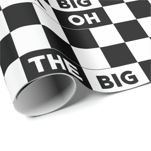 60. Geburtstag Schwarz-Weiß-Schachbrettmuster Geschenkpapier (Rolleneckpunkt)