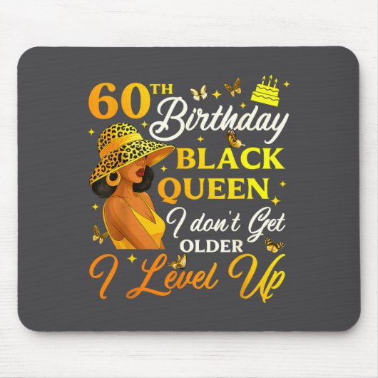 60. Geburtstag Schwarze Königin Level Up Emwering Mousepad (Vorne)