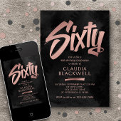 60. Geburtstag Schwarze Rose Gold Einladung