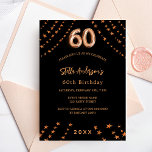 60. Geburtstag schwarze Rose goldene Sterne elegan Einladungspostkarte<br><div class="desc">Für eine elegante 60. Geburtstagsfeier. Ein schwarzer Hintergrund. Dekoriert mit goldenen Sternen der Rose. Personalisieren und fügen Sie einen Namen,  Party Details,  Geburtsjahr. Der Name wird mit einem handgeschriebenen Stilskript geschrieben</div>
