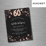 60. Geburtstag schwarze Rose goldene Sterne Luxus Magneteinladung<br><div class="desc">Ein klassischer schwarzer Hintergrund mit goldenen Sternen aus der Rose. Personalisieren und fügen Sie einen Namen und Party-Details hinzu. Die Zahl wird mit einem Ballonstil-Skript geschrieben.</div>