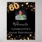 60. Geburtstag schwarzen goldenen Sternen Foto wil Poster (Vorne)