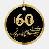 60. Geburtstag schwarzer goldener Musiknoten Keramik Ornament (Hinten)