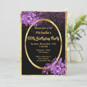 60. Geburtstag schwarzes Gold Einladung (Stehend Vorderseite)