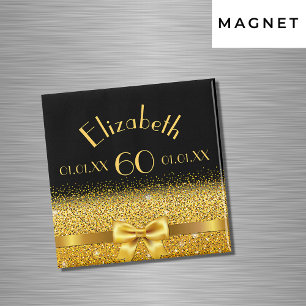 60. Geburtstag schwarzes Gold elegante Monogramm Magnet