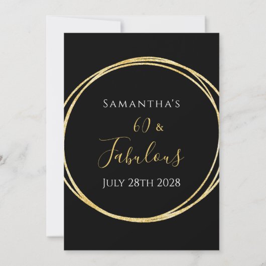 60. Geburtstag Schwarzes Gold Geburtstag Einladung (Rückseite)