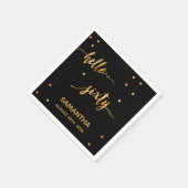 60. Geburtstag schwarzes Gold hello 60 Namensskrip Serviette (Ecke)
