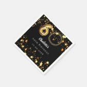 60. Geburtstag Schwarzes Gold Sterne Foto Serviette (Ecke)