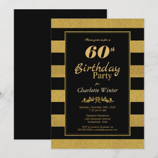 60. Geburtstag Schwarzes Party Einladung