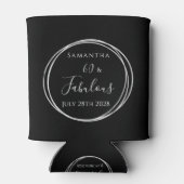 60. Geburtstag Schwarzes Silber Personalisiertes P Dosenkühler (Rückseite)