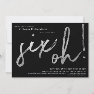 60. Geburtstag Sechs Oh Silver Foil Typografie Sch Einladung