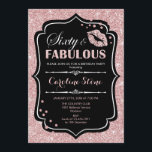 60. Geburtstag - Sechzig fabelhafte Rose Gold Blac Einladung<br><div class="desc">Einladung zum 60. Geburtstag. Elegantes Schwarz-weißes Design mit Imitate Glitzer Rose Gold. Enthält rosa Lippen Kuss,  Konfetti und Script-Schriftart. Ideal für eine elegante Geburtstagsfeier. Sechzig Fabulous! Nachricht,  wenn Sie weitere Anpassungen benötigen.</div>