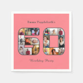 60. Geburtstag sechzig FotoCollage Rosa Rosa Serviette (Vorderseite)