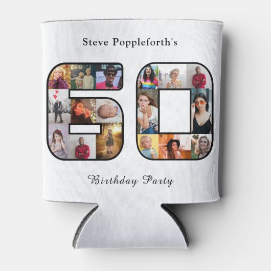 60. Geburtstag sechzig FotoCollage weiß Dosenkühler (Vorderseite)