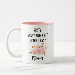60. Geburtstag, Sechzig Frech Und ein Bisschen Sch Zweifarbige Tasse