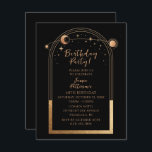 60. Geburtstag sechzig Sechzigste Celestial Black  Einladung<br><div class="desc">60. Geburtstag 660 Celestial Mystical Black Gold Sun Moon Astronomie Einladungen Einladungen bietet Gold Sonne,  Mond und Sterne mit einem goldenen Rahmen auf einem schwarzen Hintergrund. Im Inneren finden Sie Ihre persönlichen Informationen zur Geburtstagseinladung. Entworfen für Sie von Evco Studio. Anzeigen der koordinierenden Auflistung unter www.zazzle.com/store/evcostudio</div>