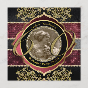 60. Geburtstag Sechzigste Gold Ruby Gems Foto Fram Einladung