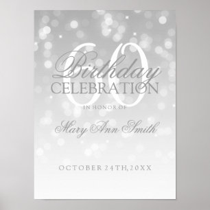 60. Geburtstag Silver Bokeh Sparkle Lights Poster