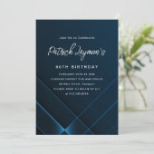 60. Geburtstag Simple Modern Dark Blue Geometric Einladung (Stehend Vorderseite)