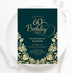 60. Geburtstag Smaragdgrüne Rose Einladung<br><div class="desc">Smaragdgrün Gold elegante 60. Geburtstagsfeier Einladung. Klassisches Design mit Rose,  Imitaten Goldfolie und Typografie Script Schriftart. Die trendige Einladungskarte eignet sich perfekt für eine stilvolle Damenfeier. Personalisieren Sie Ihre persönlichen Daten. Kann für jedes Alter angepasst werden. Gedruckte Zazzle-Einladungen oder Sofortdownload digitaler Druckvorlage.</div>