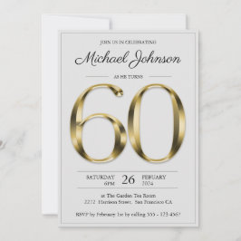 60. Geburtstag Solid Gold Light Gray Elegant Klass Einladung