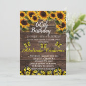 60. Geburtstag Sonnenblumen Einladung (Stehend Vorderseite)